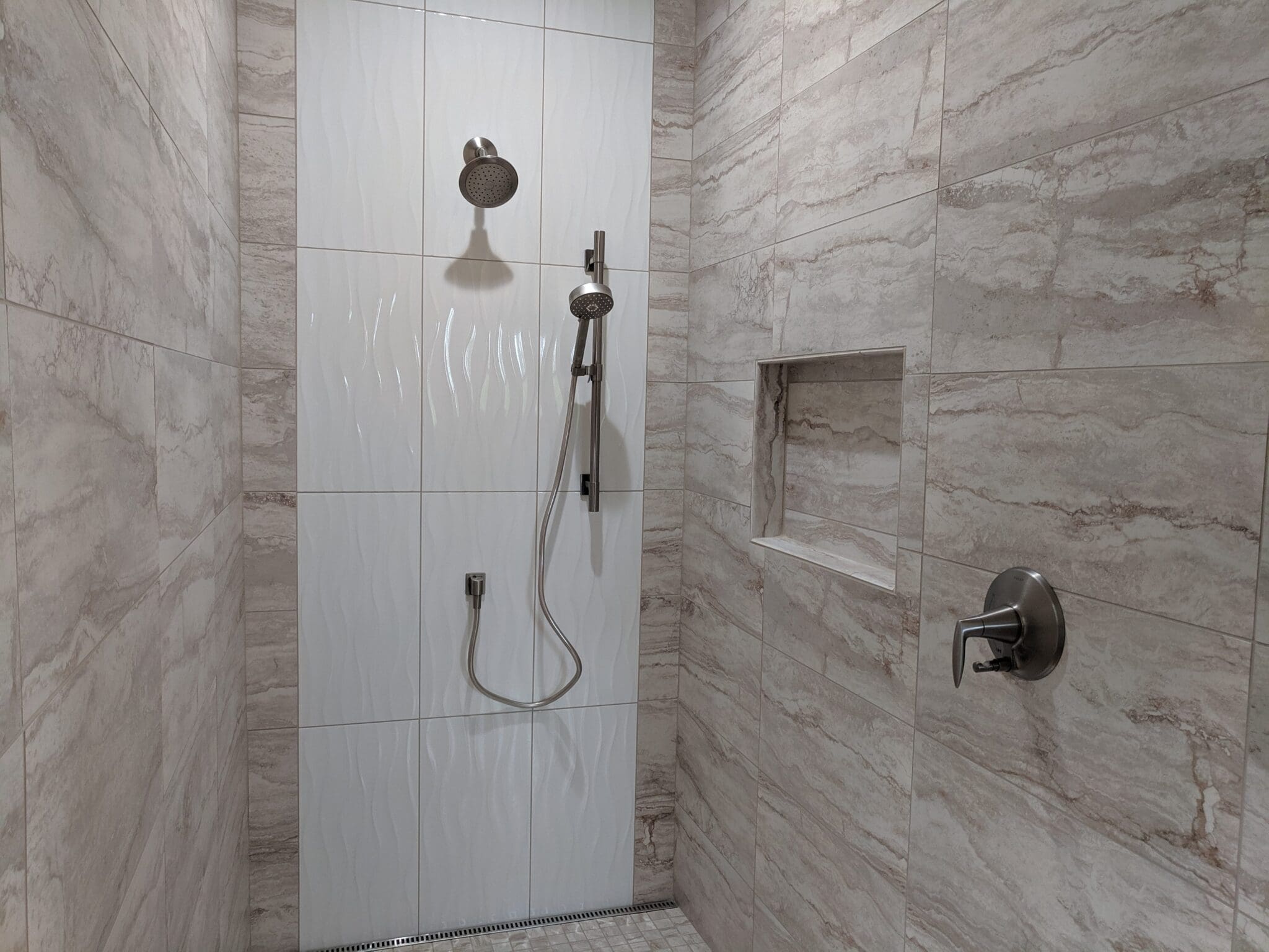 Port Angeles custom home no-threshold shower